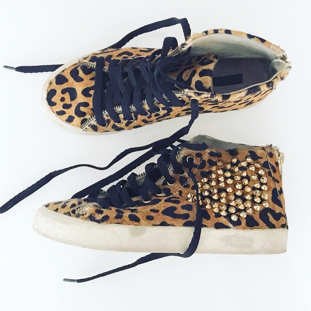 Zara studded high top leopard sneakers